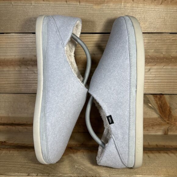 NEW Women’s Size 11 - TOMS Ezra Mid Grey Repreve Two Tone Felt Faux Fur Slippers - Picture 6 of 10